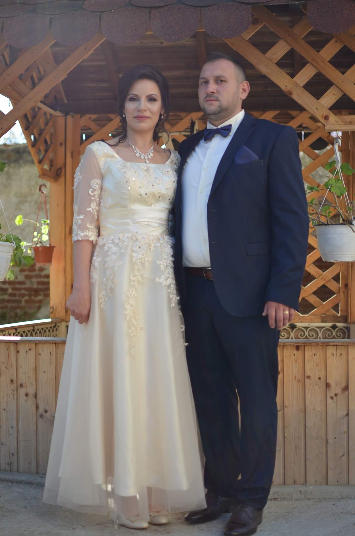 Rochie cununie stil vintage cu broderie ivory COD RK04-d