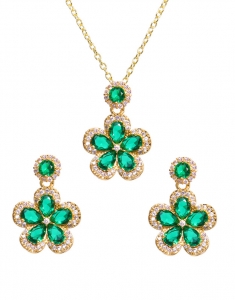 Set bijuterii elegante cu flori verzi